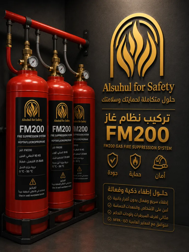 تركيب نظام إطفاء بالغاز FM200 - السهول الخليجية للأمن والسلامة