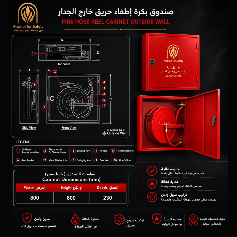 صندوق بكرة إطفاء خارج الجدار - السهول الخليجية للأمن والسلامة