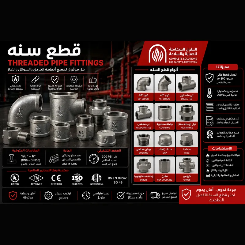 قطع سنّ لمواسير الحريق - السهول الخليجية للأمن والسلامة